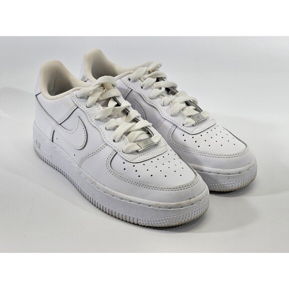 DMS Youth Size 4 Nike Air Force 1 Low LE White Leather Sneakers Tennis Shoes EUC - Picture 1 of 10